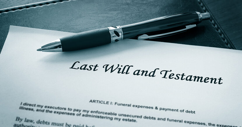 Last Will and testament document with pen